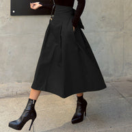 Damen A-Linien Rock mit hoher Taille und Falten WW