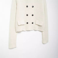 Damen Strickjacke mit doppelter Knopfreihe und praktischen Taschen WW