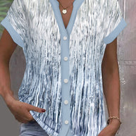 Damen lässige Bluse mit modernen Streifen und Knopfdetails WW