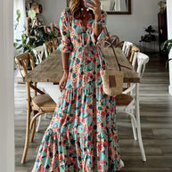 Damen Maxikleid mit feinem Paisleymuster und eleganter Knopfleiste WW