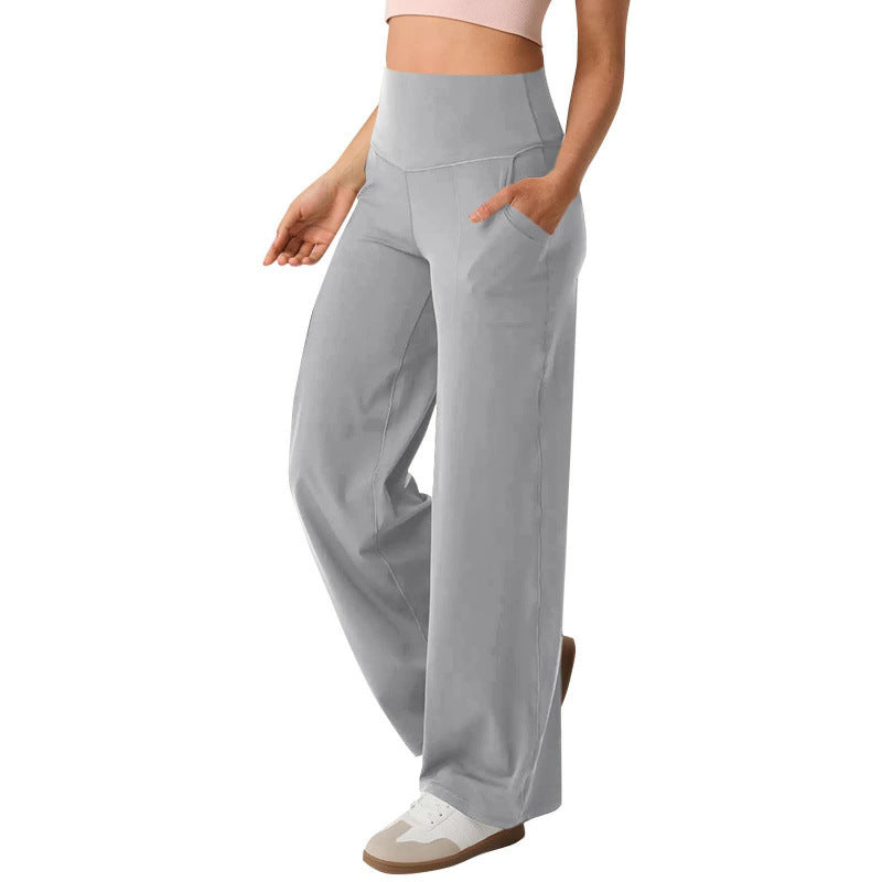 Damen weite High-Waist Freizeithose mit praktischen Taschen WW