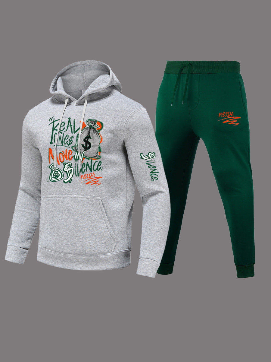 Damen Sportliches Hoodie und Jogginghose Set mit kreativem Grafikdruck WW