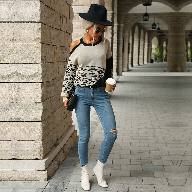Damen Strickpullover mit verspieltem Leo-Muster und lässigem Schnitt WW