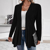 Damen Strickjacke mit verspieltem Design und seitlichem Gürtel WW