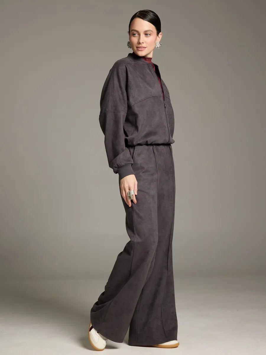 Damen sportliche und elegante Trainingsjacke mit weit geschnittenen Hosen WW