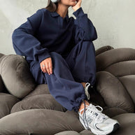 Damen bequeme und stilvolle Poloshirt-Hose Kombination WW