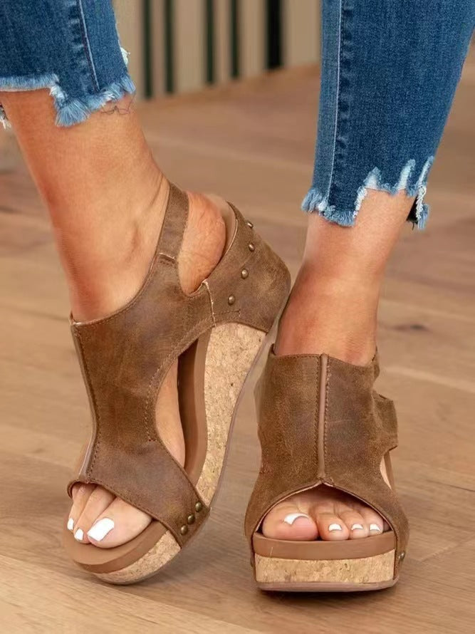 Damen Bequeme Keilabsatz-Sandalen mit anatomischem Fußbett WW