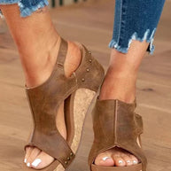 Damen Bequeme Keilabsatz-Sandalen mit anatomischem Fußbett WW