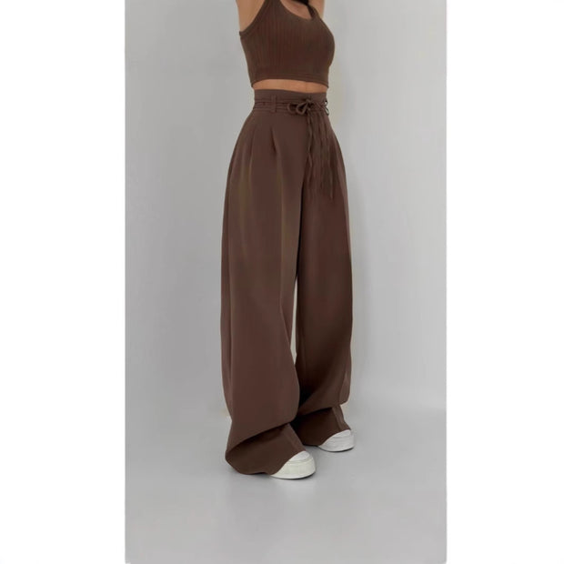 Damen Weite Hochbund-Hose mit raffinierter Drapierung WW