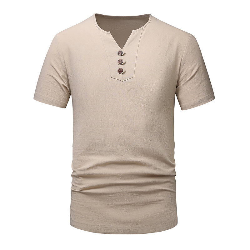 Herren Klassisches Lässiges Henley T-Shirt WW