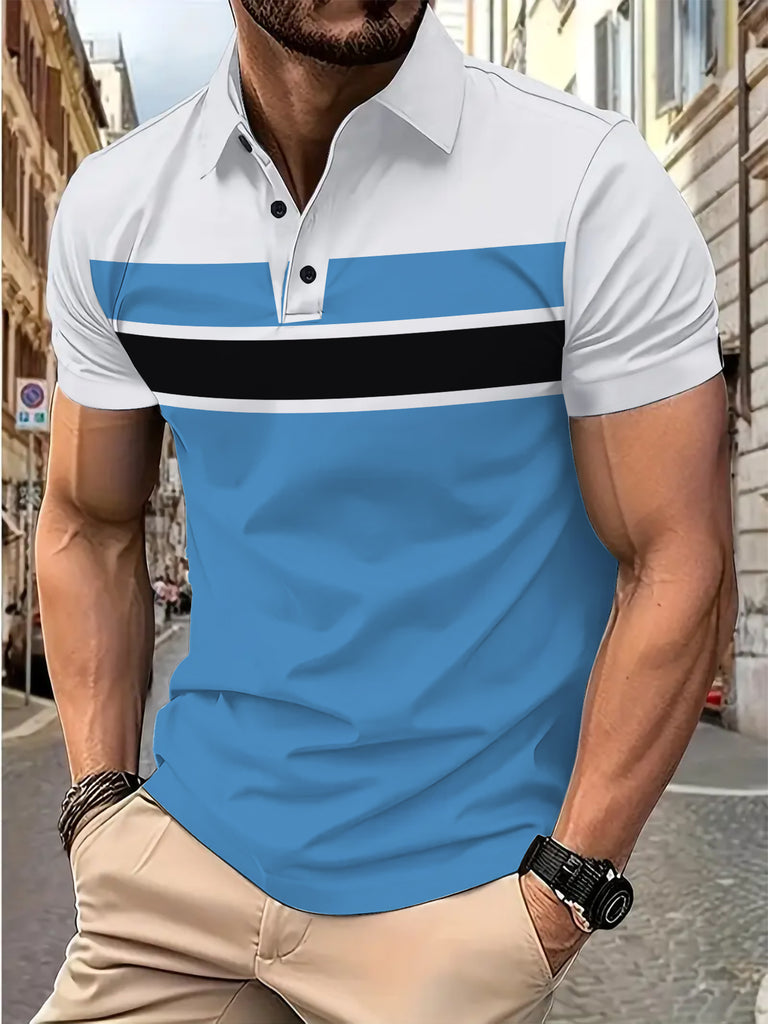 Herren Poloshirt mit sportlichem Streifenmuster und atmungsaktiven Eigenschaften WW
