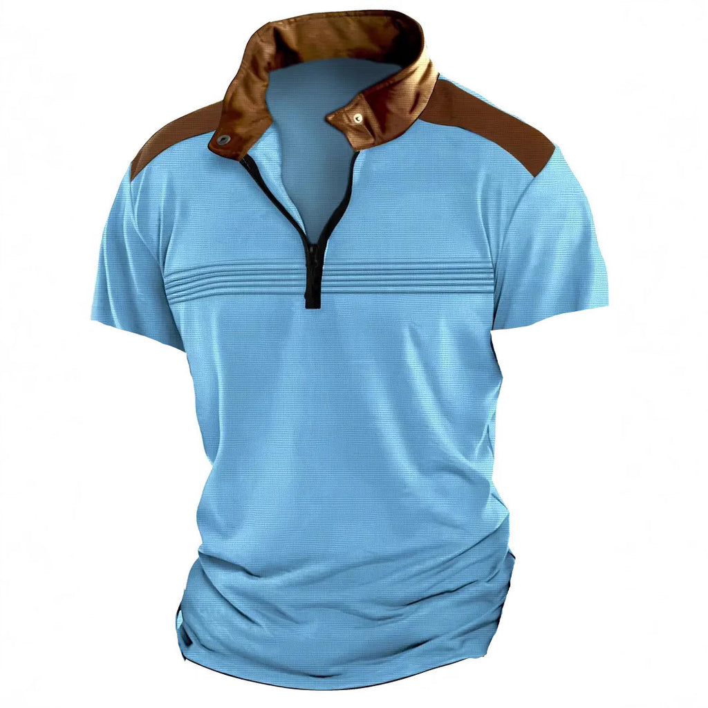 Herren modernes Poloshirt mit Stehkragen und Reißverschluss WW