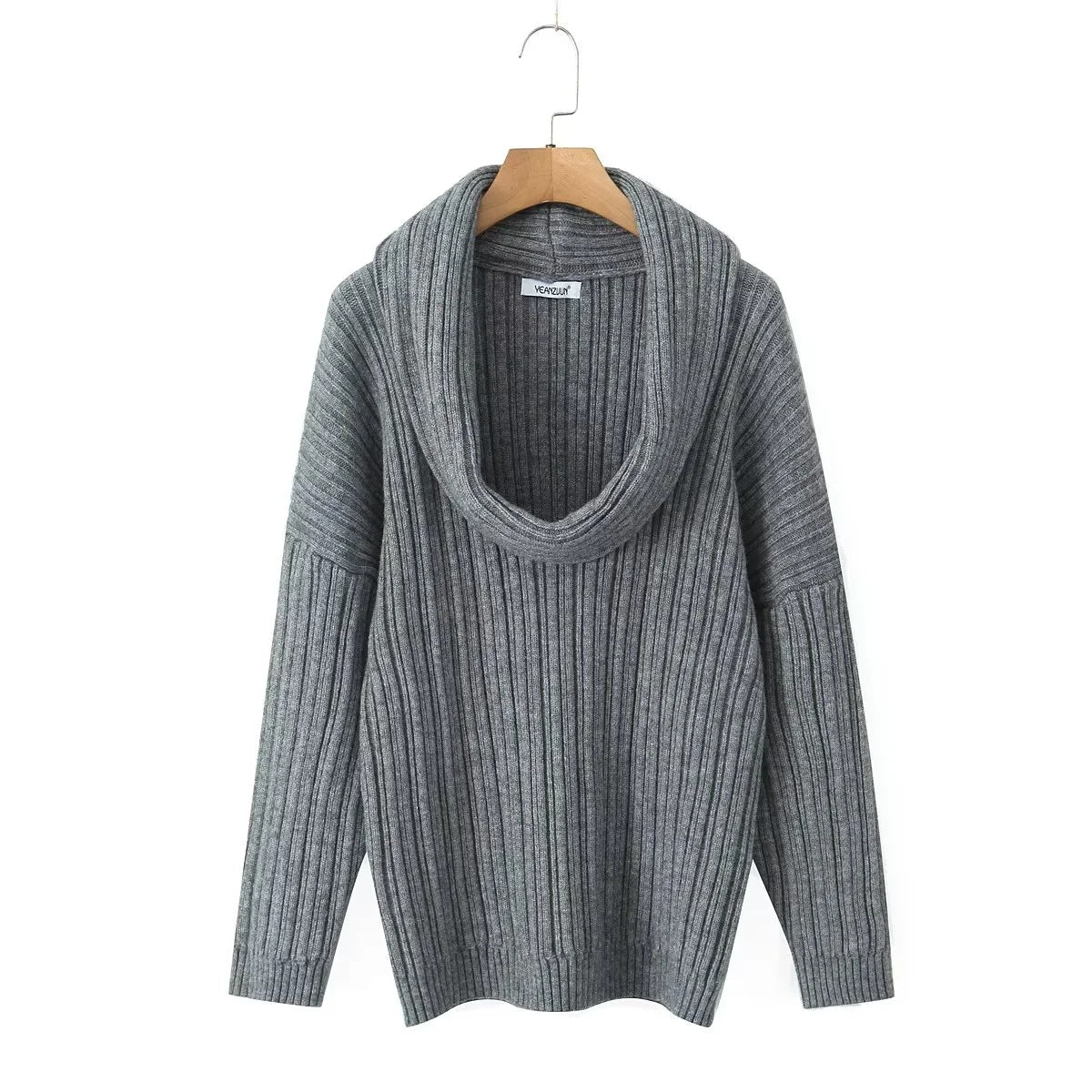 Damen Pullover mit weitem Rollkragen und strukturiertem Rippdesign WW