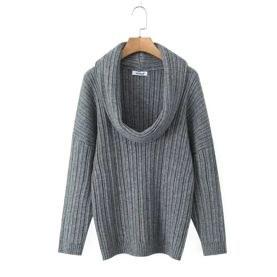 Damen Pullover mit weitem Rollkragen und strukturiertem Rippdesign WW