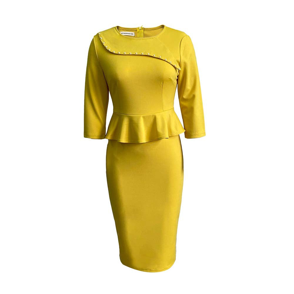 WW | Damenformelles Peplum-Top und Bleistiftrock-Set