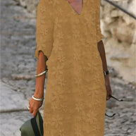 WW | Sommerkleid Aus Baumwolle Und Leinen Mit Blumenmuster