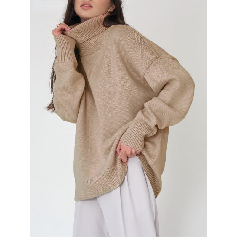 Damen Oversized Pullover mit hochgeschlossenem Kragen WW