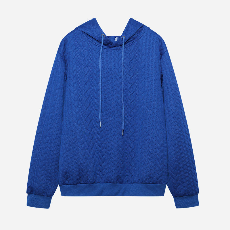 WW Jacquard Kapuze Schnürung langärmliges lockeres Sweatshirt