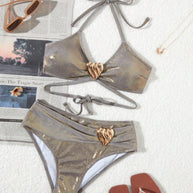 Damen Bikini-Set mit elegantem Herzdetail und funkelndem Design WW
