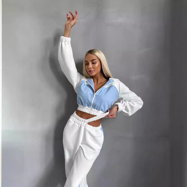 Damen Sportliches Zweiteiler-Set mit Crop-Top und weitem Schnitt WW