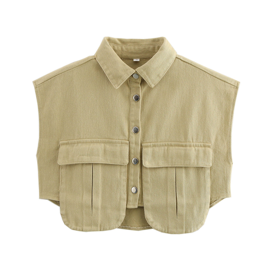 Damen ärmellose Utility-Bluse mit Taschen WW