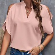 Damen Blusenshirt mit Cut-Out-Ärmeln und modischem Stehkragen WW