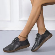 Damen bequeme Schnürschuhe aus hochwertigem Leder mit ergonomischer Sohle WW