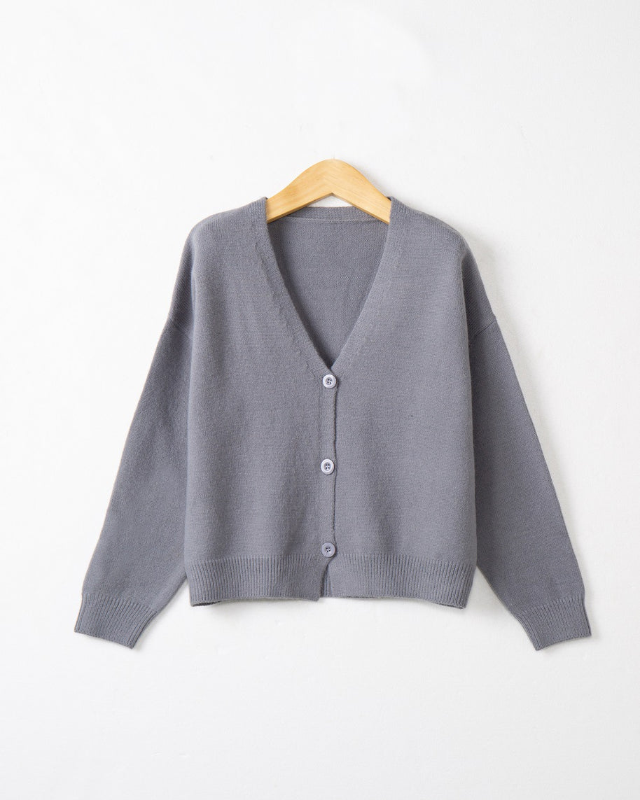 Damen Strickjacke mit V-Ausschnitt und Knopfdetails WW