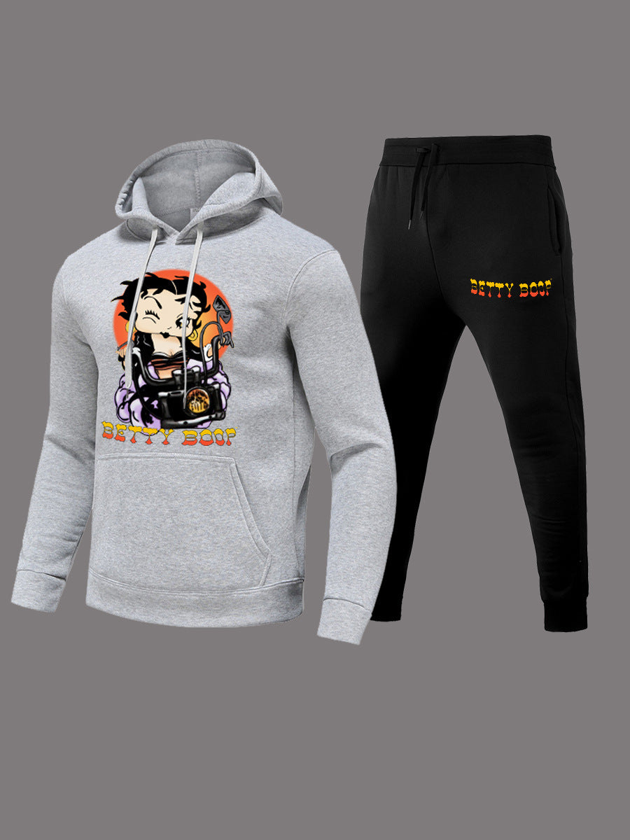 Damen Sportliches Hoodie- und Jogginghose-Set mit einzigartigem Grafikdesign WW