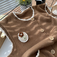 Damen Strickweste mit kontrastierenden Details und Taschen WW