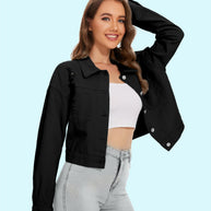 Damen Jeansjacke im lässigen Crop-Style mit fransigen Details WW
