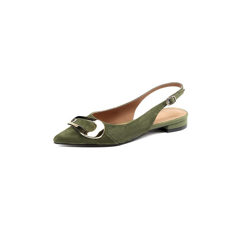 Damen Slingback Ballerinas mit eleganter Schnalle und spitzem Design WW