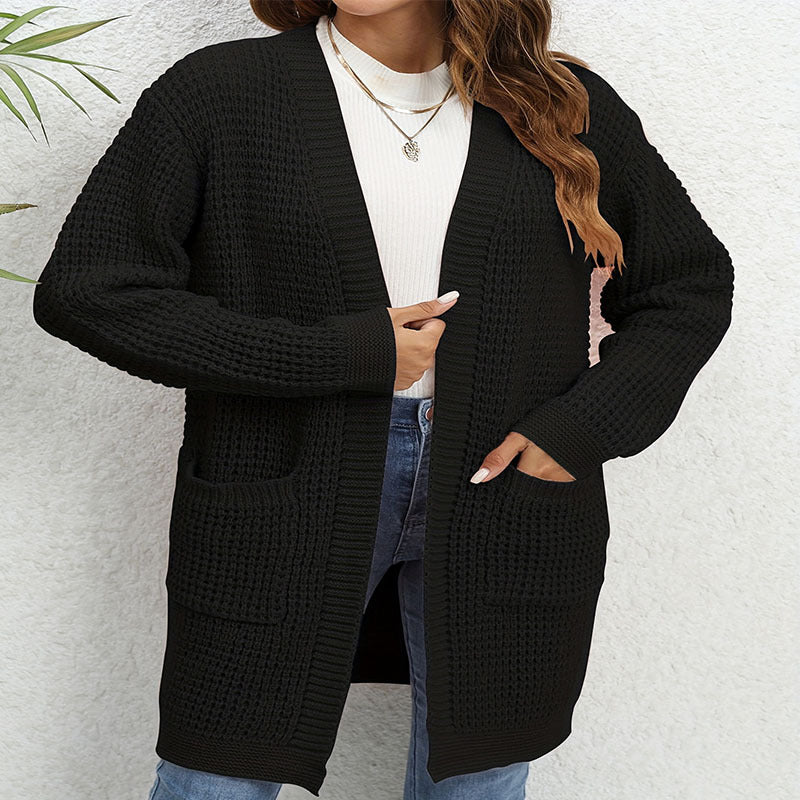 Damen Strickcardigan mit aufgesetzten Taschen und lockerer Passform WW