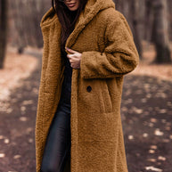 Damen kuschelige Teddyjacke im Oversized-Stil mit Kapuze WW