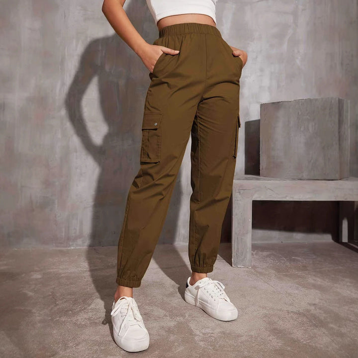 Damen Cargo-Hose mit elastischem Bund und praktischen Seitentaschen W&W Mode