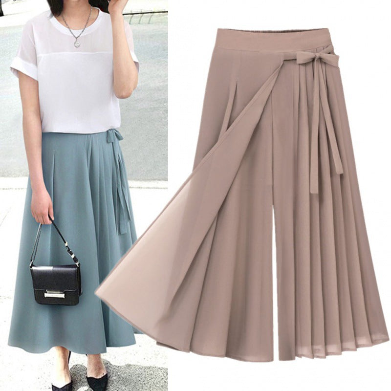 Damen Plisseerock mit Taillenband und eleganter Drapierung WW