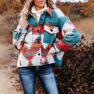 – Gewebte Jacke mit bedrucktem Kragen