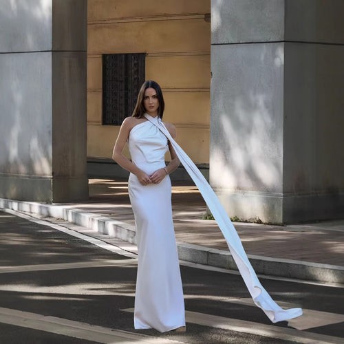 Damen Abendkleid mit asymmetrischem Schnitt und elegantem Stehkragen WW