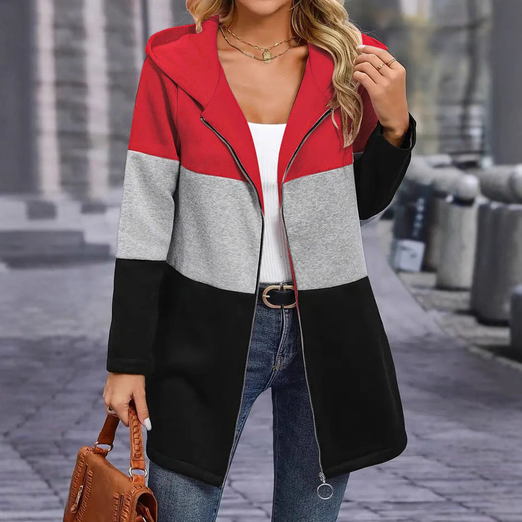 Damen Kapuzenjacke im modernen Farbblockdesign W&W Mode