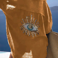 WW | Reverskragen Baumwoll-Leinen-Shirt für Frühling/Sommer