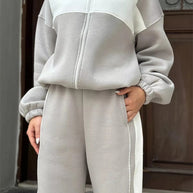Damen Sportlicher Fleece-Loungewear-Anzug mit Reißverschluss WW