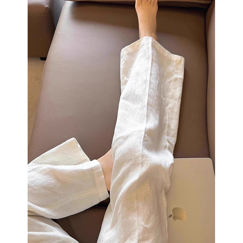 Damen Leinenhose mit weitem Bein und bequemer Passform WW