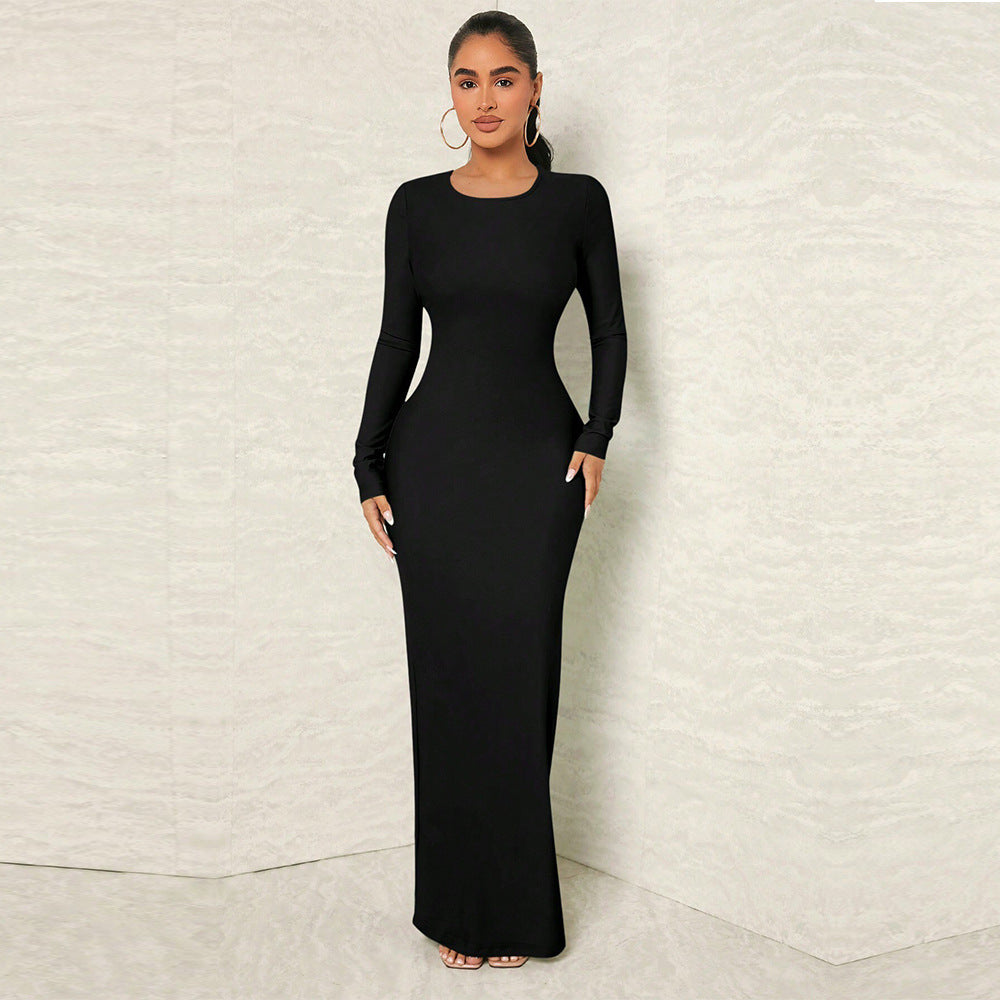 Damen Elegantes langärmliges Maxikleid W&W