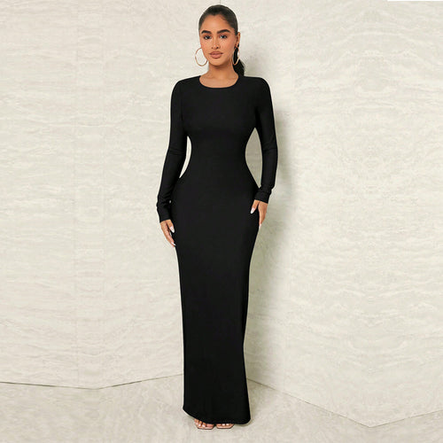 Damen Elegantes langärmliges Maxikleid W&W