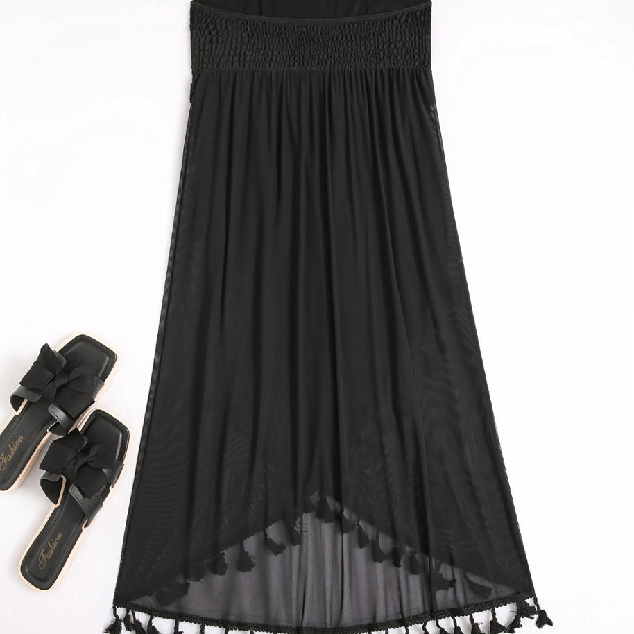 Damen Strandkleid mit raffiniertem Volant und elastischen Anpassungen WW