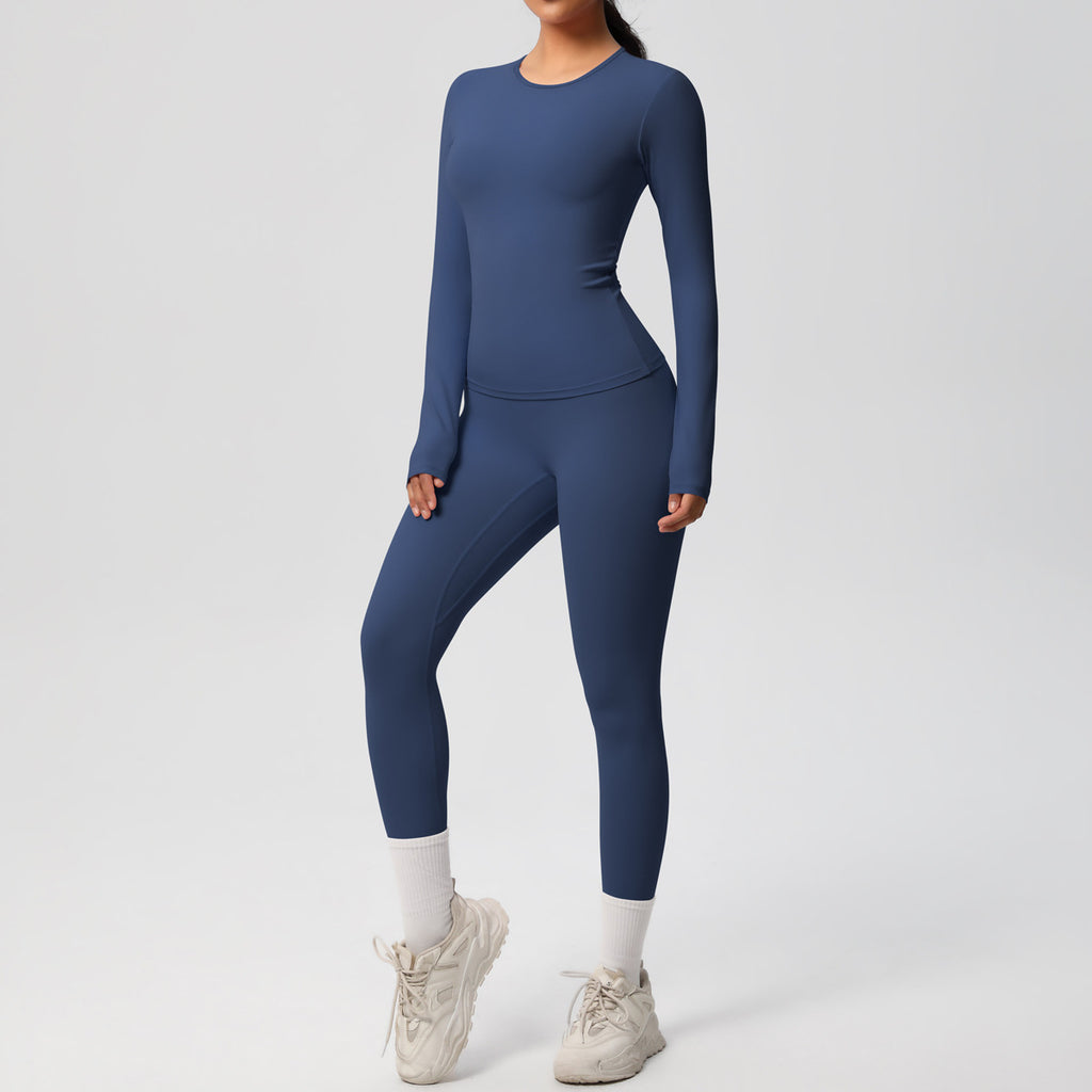Damen Figurformendes Langarm-Top und Hochbundige Leggings Set WW