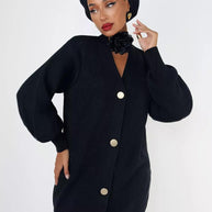 Damen Strickjacke mit Puffärmeln und Knopfdétails WW