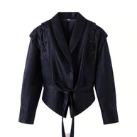 Damen Biker-Lederjacke mit elastischem Bund WW