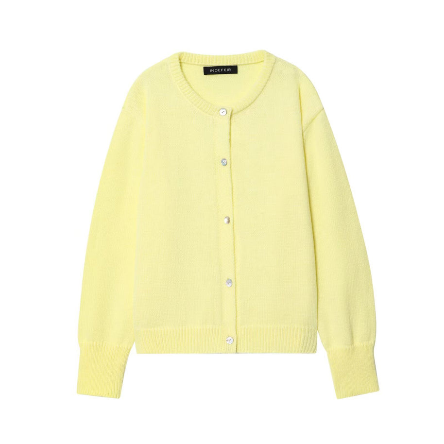 Damen stilvolle Strickjacke mit Knopfleiste und Rundhalsausschnitt WW