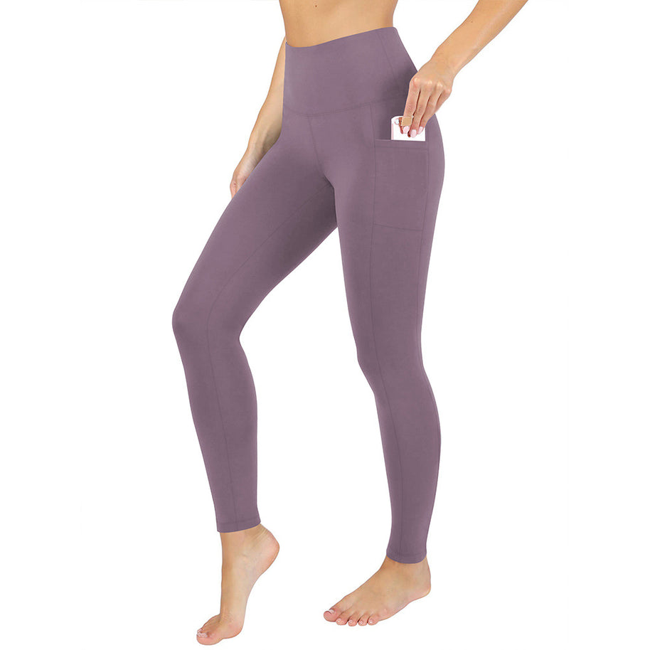 Damen Athletische Stretch-Leggings mit hoher Taille und seitlichen Taschen WW